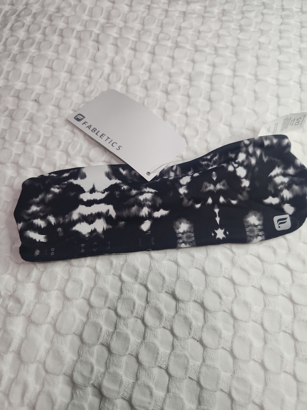 Fabletics Kids Black & White Tie-Dye Stretch Headband